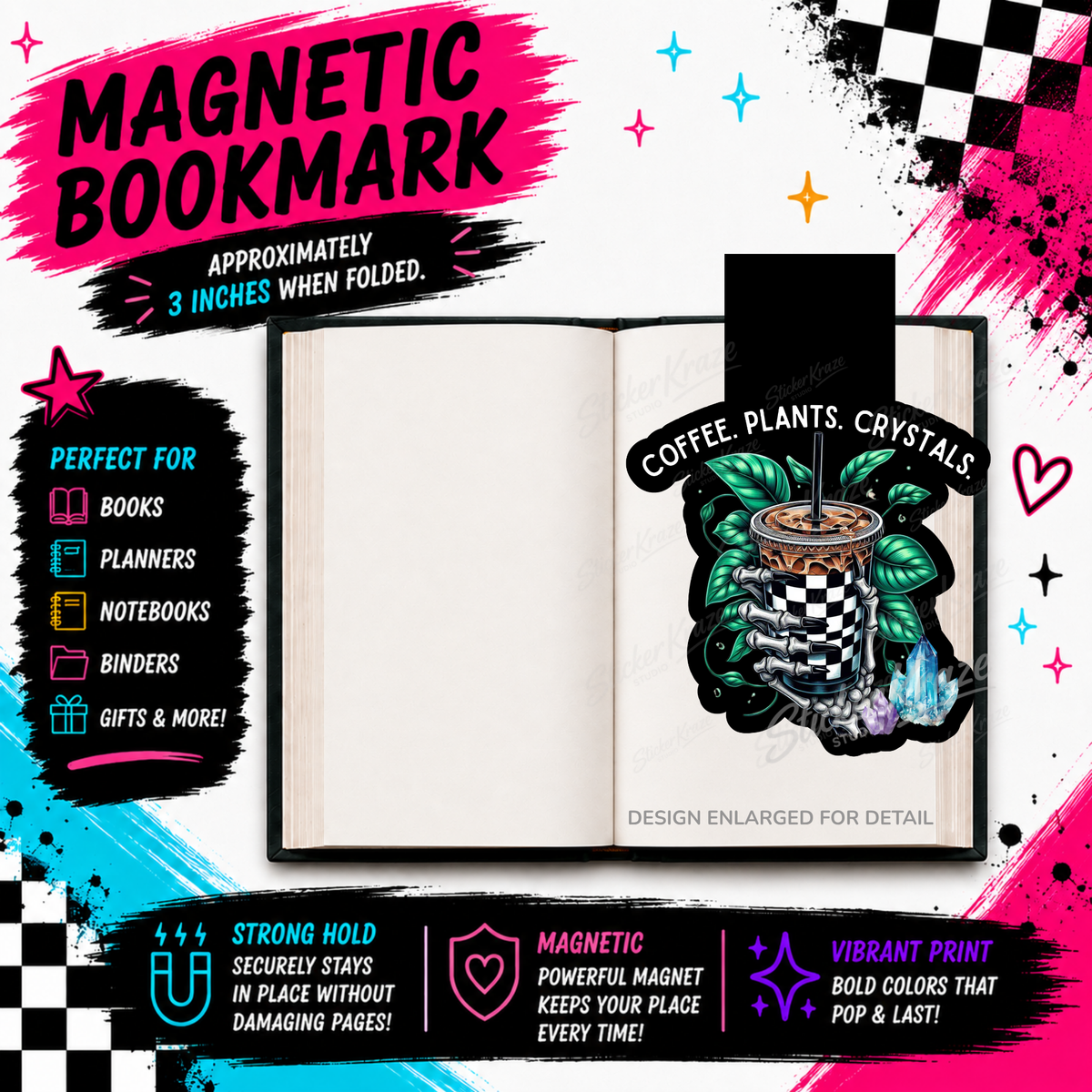 Coffee Plants & Crystals magnetic bookmark mockup