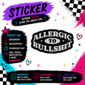 Allergic To Bullshit black and white funny sarcastic waterproof sticker by Sticker Kraze Studio