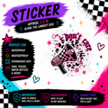 I Don’t Care pink checkerboard megaphone waterproof sticker by Sticker Kraze Studio