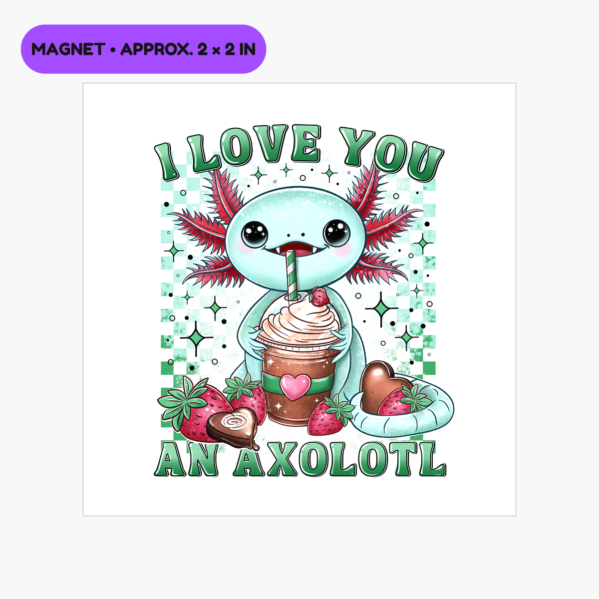 Axolotl Love | Sticker, Magnet & Magnetic Bookmark
