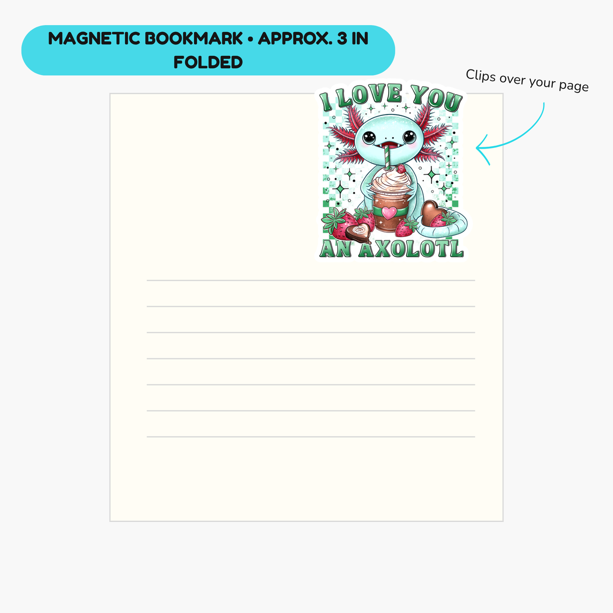 Axolotl Love | Sticker, Magnet & Magnetic Bookmark