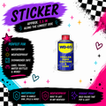 WD-69 Trailer Park Cologne & Lube approximately 2.5 inch weatherproof dishwasher-safe sticker mockup for Sticker Kraze Studio.
