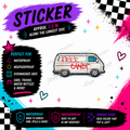 Free Candy Van approximately 2.5 inch weatherproof dishwasher-safe sticker mockup for Sticker Kraze Studio.