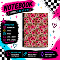 Wildflower Pop Composition Notebook with hot pink, brown, beige and white retro floral cover